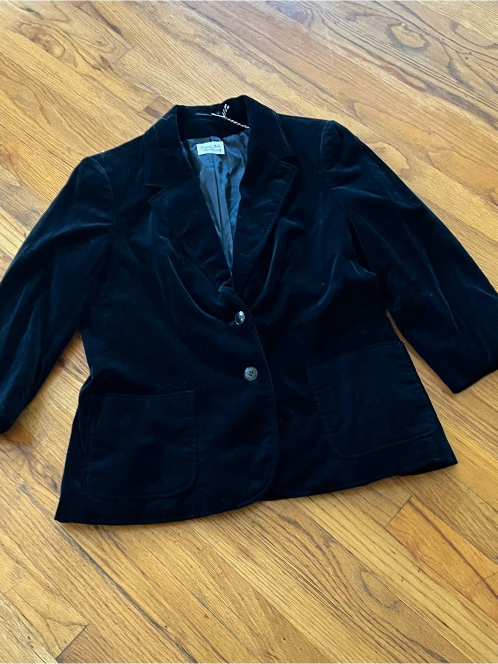 Vintage Black Velvet Two-Button Blazer